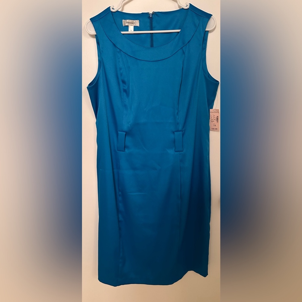 Dress Barn Sleeveless blue dress with some sheen to it